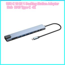 Multi-função 10 em 1hub cabo docking station tipo c adaptador 100w pd3.0 potência rj45 USB-C transmissão de dados 4k acessórios para portátil