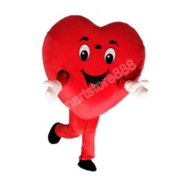 High quality Red Heart Love Mascot Costume Stage Performance Cartoon Character Outfit Performance halloween Party Dress