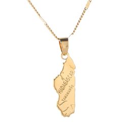 Pendant Necklaces Personality Golden Africa Madagascar Map Necklace Women Men Brass Copper Patriotic Chain JewelryPendant