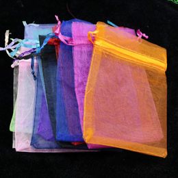 make drawstring bag UK - Jewelry Pouches Bags Wholesale 200Pcs Gift Organza Drawstring Bag Packaging Cosmetic Make Up Wedding Party Candy Pack CustomizeJewelry