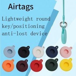 airtag keychain UK - Keychains Suitable For Airtag Color Protective Cover Key Rings Airtags Tracker Locator Silicone Car Keychain AccessoriesKeychains