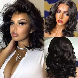 Body Wave Short Bob Lace Front Wig Soft Hair T Part Synthetic Wigs Preplucked With Baby Hairs Cosplay Headband Wigs Bleach Knots