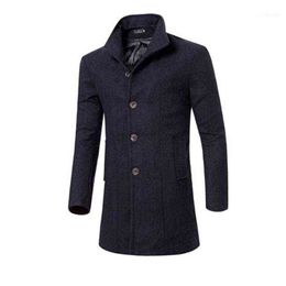Casaco Masculino Men Long Woollen Coat Fashion Autumn Winter Slim Trench Jacketsa Turn Down Collar Wool Jacket Outwear Overcoat1 Men's & Blen T220810