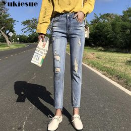 Boyfriends skinny ripped Denim female pencil Pants Women Jeans Vintage woman Cool High Waist Ladies Plus Size 210608