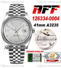 AFF 41mm Date Cal A3235 Automatic Mens Watch Fluted Bezel Silver Stick Dial 904L Steel Oystersteel Bracelet With Same Serial Card Super Edition Timezonewatch B2