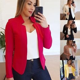 Multiple colour Women Blazer Leisure Blazers Lady Office Work Suit Pockets Jackets Coat Slim Women Blazer Femme Jackets 220402