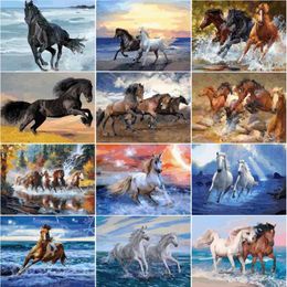 paint art canvas NZ - Paintings Oil Painting By Numbers Animals Horse Picture Kits On Canvas DIY Drawing Paint Number Handmde Art Wall Decoration GiftPaintings