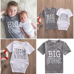 Drop Family Matching Clothes Little Brother Letter Cute Baby Boy Romper and Casual Big Brother Boys Tshirt Tops 220531