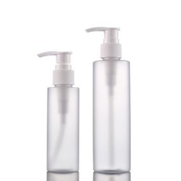 Cosmetic Forsted Clear Packing Bottle Flat Shoulder PET Whiteness Collar White Screw Lotion Press Pump Empty Portable Packaging Refillable Container 100ml 200ml