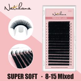 NATUHANA Mink Lashes Mix 8 15 mm 16 lines Handmade korean Pbt Eyelash Extension Natural Soft Faux Lash Supplies Makeup 220524