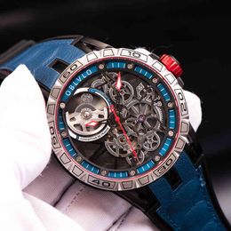 Roger for clean-factory Oblvlo Designer Sport Men Watch Blue Skeleton Dial Steel Automatic Self-wind Watches Rubber Strap Relogio Masculino Lm