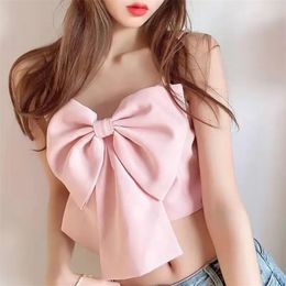 Sexy Patchwork Bow Women Vest Square Collar Sleeveless Spaghetti Strap Slim Tunic Tank Tops Female Clothes 220325