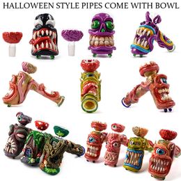 Low Stock 18mm Female Joint HALLOWEEN Styles Water Pipes Smoking Accessories Pipe Colourful Multiple Options Dab Rigs Oil Rig Hookahs Tools