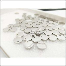 Charms Jewelry Findings Components Mylonging Charm Engraving 50Pcs 10Mm Mirror Polished Disc Custom Tags Gravable Chaining Tag Medal Dr