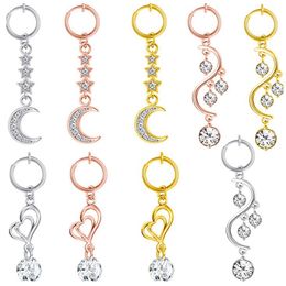 JINGLANG Fashion Moon Heart Pendant Crystal Belly Button Rings Piercing Navel Nail Body Jewelry for Girls Jewelry on Sale