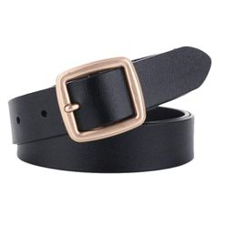 Belts Women 100% Genuine Leather High Quality Fashion Pin Buckle Waist Belt For Jeans Black White BrownBeltsBelts