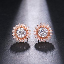 Korean Luxury Floral Zircon Stud Earrings For Women Personalised Wedding Minimalist Bridal Earrings Jewellery