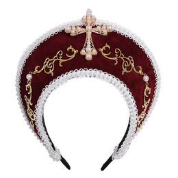 Anne Boleyn Queen's Costume Accessories Coronet Hat Headpiece Halloween Elizabethan Headdress Headwear Hood Hat