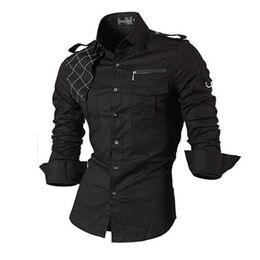 Jeansian Mens Casual Dress Shirts Fashion Desinger Stylish Long Sleeve Slim Fit 8371 Black2 220811