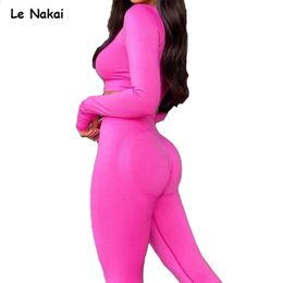 2pcs Seamless Yoga Set Women Long Sleeve Winter Gym Clothing Legging Tracksuit Push Up Workout Suit 220330