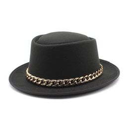 New Winter Autumn Women Men Pork Pie Hat Wide Brim Fedora Jazz Caps Gentleman Formal Top Hat Chapeu Feminino HCS177