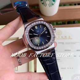 -Luxury F Factory 40mm Sports Elegant Series 5711 Cal.324 S C Movimiento automático Correa de cuero azul Diamante de diamante Mundial de pulsera M221E