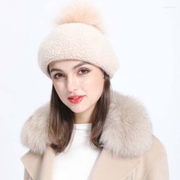Beanie/Skull Caps Winter Loop Plush Thickened Woman Beret Warm Hat Cony Hair Wool Ladied Cap Delm22
