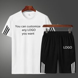 Men's Tracksuits 2022Summer Can Custom LOGO Printing Casual Men's T-shirt High Quality Cotton Short Sleeve Shorts Two-piece SuitMen's