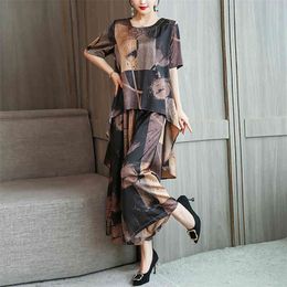 JXMYY wide-leg pants suit women's summer loose and comfortable age-reducing temperament two-piece fashion pattern 210412