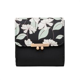 Purses 2022 Korean Version Of The New Women's Wallet Simple And Versatile Flower Printing Clamshell Zero Wallet Short Wallets