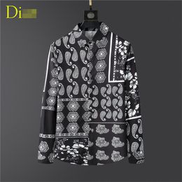 men s casual long sleeve tops UK - Men s Shirt Top Female Emperor Quality Thorn Print Solid Color Slim Fit Casual Business Ice Silk Cotton Long Sleeve Shirt Asian Size M-XXXL 02