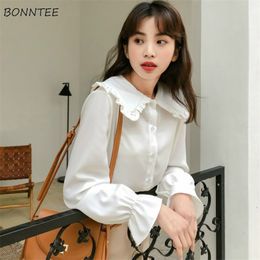 Shirts Women Pure Fresh Simple Leisure Sweet Girls Spring Arrival Kawaii Blouses Holiday Female Clothes Preppy Style 220805