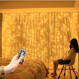 Strings 8 Mode LED Curtain Garlands USB Fairy String Lights With Remote 2022 Christmas Decoration For Home Room Year DecorLED