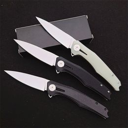 New Z0707 Flipper Folding Knife D2 Satin Blade G10 with Stainless Steel Sheet Handle Ball Bearing Fast Open Poket Folder Knives 3 Handles Cololrs