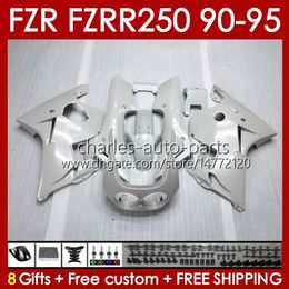 Body Kit For YAMAHA FZRR FZR 250R 250RR FZR 250 FZR250R FZR-250 143No.7 FZR-250R FZR250 R RR 90 91 92 93 94 95 FZR250RR 1990 1991 1992 1993 1994 1995 Fairing white pearl blk