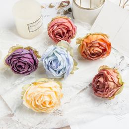 fire flower UK - 5PCS High Quality Roses Head Fire Wedding Decorative Christmas Wreaths Home Decor Brooch Artificial Flowers for Scrapbooking