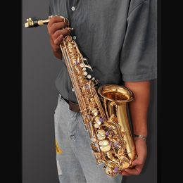 Gold Ed professional Alto saxophone brass gold-plated European electrophoresis gold process flat-E tune SAX jazz instrument