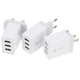 Fat Charger QC 3.0 18W Quick Charge Dual 2.4A USB Wall Chargers 3 Ports EU US UK Plug Home Travel Adapter For Phone