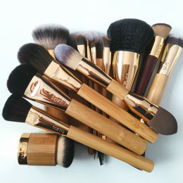 14Pcs Makeup Brushes Powder Foundation Blusher Eyeshadow Brushes Natural Animal Hair Bamboo Handle Make Up Tools