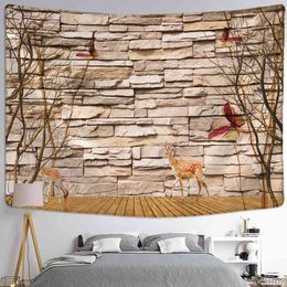 Tapestry Sika Deer Carpet Wall Hanging Bohemian Style Polyester Background Clot