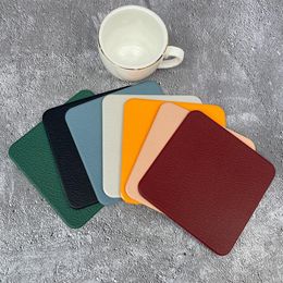 Mats & Pads 4Pcs/Set Heat Resistant Faux Leather Mat Drink Cup Coasters Non-Slip Pot Holder Table Placemat Waterproof Universal MatMats Mats