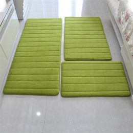 3pcs/set Thicken Floor Carpet for Living Room Non-slip Bathroom Mat Set Coral Fleece Bedside Long Mat Bedroom Door Mat 10 Colours 210401