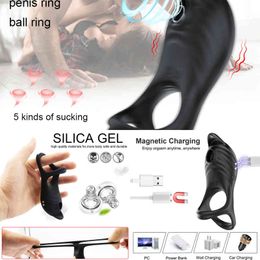 Nxy Cockrings Cock Ring Vibrator for Man with Sucking Function Penis Rings Remote Control Clit Stimulator 5 Vibration Sex Toy Men Couples 220505