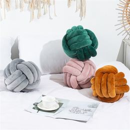 Modern Pillow Fashion Woven Soft Crystal Velvet Knotted Ball Cushion Creative Furniture Supplies Cotton Soft Knot Ball Cushions 220402