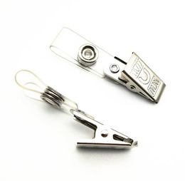 2021 new Badge Clip ID Card Certificate Holder Plastic PVC Strap with 2 holes Metal Clip