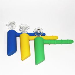 Hot selling Silicone water pipe bongs portable hookah silicone oil rig hand pipes with glass bowl