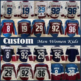 8 Cale Makar Nathan MacKinnon Colorado Avalanche koszulka hokejowa Custom Mikko Rantanen Gabriel Landeskog Artturi Lehkonen Valeri Nichushkin Alexandar Georgiev