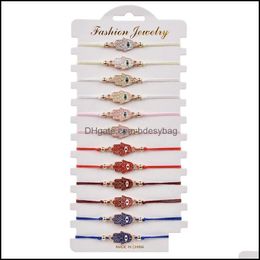 Charm Bracelets Jewelry Bohemian Oil Painting Fatima Palm Eye Woven Rope Bracelet Female 12 Drop Delivery 2021 Wapce