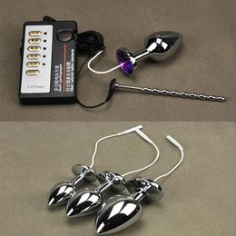 electric penis sounds Australia - Electric Shock Anal plug Electric Stainless Steel Urethral Sound Catheter Penis Ring Adult Erotic Medical Sex Toys For Men204o