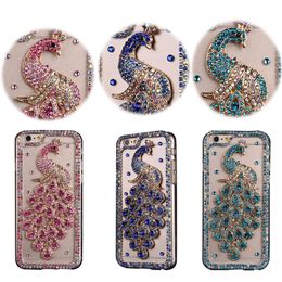 Luxury Handmade 3D Peacock Bling Glitter Diamond Clear TPU PC Cases For iPhone 13 12 11 Pro Max XR 8 Plus Samsung S21 FE S22 Ultra A13 A33 A53 A12 A52 A72 A22 A32